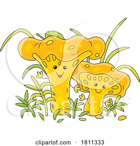 Licensed Clipart Cartoon Chanterelle Mushroom Characters by Alex Bannykh