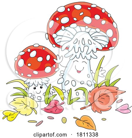 Licensed Clipart Cartoon Fly Agaric Mushroom Characters by Alex Bannykh