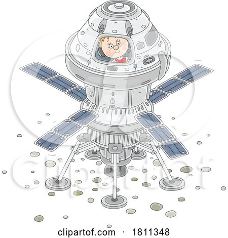 Licensed Clipart Cartoon Boy Astronaut in a Spacecraft by Alex Bannykh