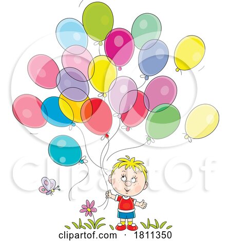 Licensed Clipart Cartoon Boy with Balloons by Alex Bannykh