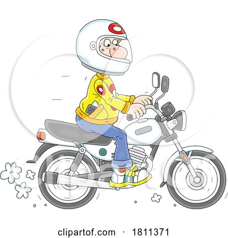 Licensed Clipart Cartoon Man Riding a Motor Bike by Alex Bannykh