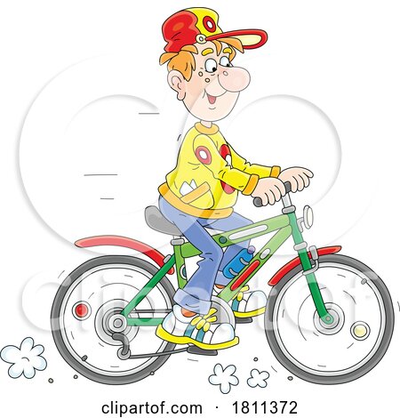 Licensed Clipart Cartoon Man Riding a Bicycle by Alex Bannykh