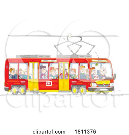 Licensed Clipart Cartoon People on a Tram by Alex Bannykh