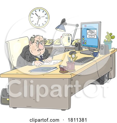 Licensed Clipart Cartoon Politician or Business Man Writing a Mean Letter by Alex Bannykh