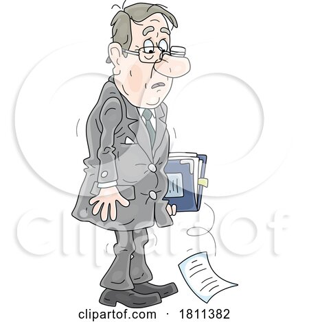 Licensed Clipart Cartoon Sad Businessman Dropping a Document by Alex Bannykh