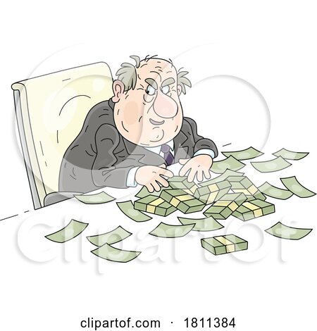 Licensed Clipart Cartoon Politician or Business Man with Cash Money by Alex Bannykh