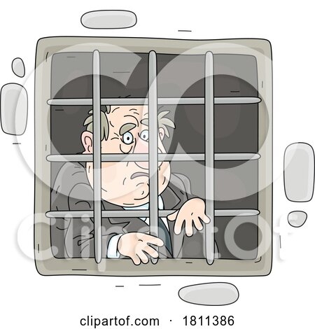 Licensed Clipart Cartoon Politician or Business Man in Jail by Alex Bannykh