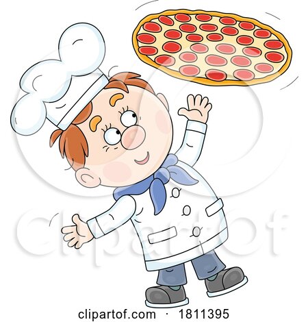 Licensed Clipart Cartoon Chef Tossing a Pizza by Alex Bannykh