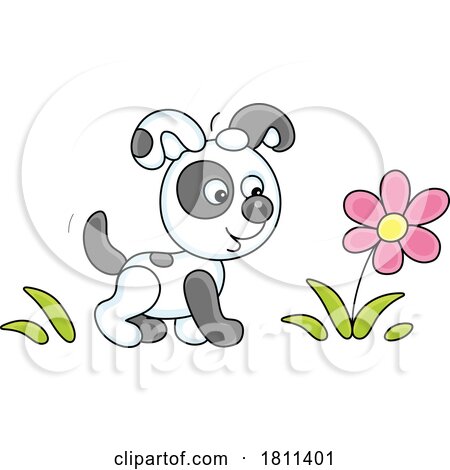 Licensed Clipart Cartoon Puppy Dog and Flower by Alex Bannykh