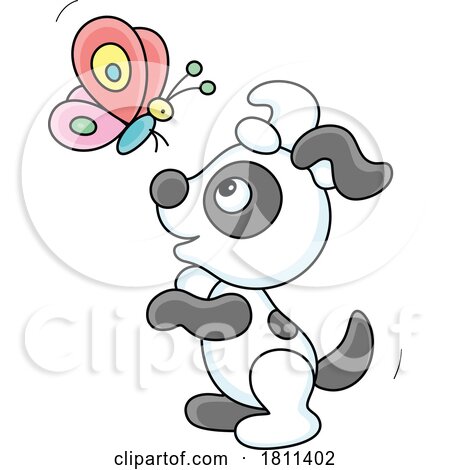 Licensed Clipart Cartoon Puppy Dog and Butterfly by Alex Bannykh