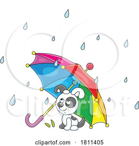 Licensed Clipart Cartoon Puppy Dog Under an Umbrella by Alex Bannykh