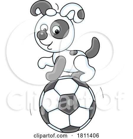 Licensed Clipart Cartoon Puppy Dog on a Soccer Ball by Alex Bannykh
