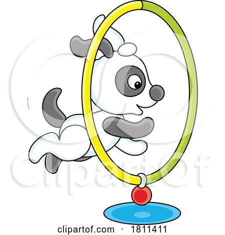 Licensed Clipart Cartoon Puppy Dog Jumping Through a Hoop by Alex Bannykh