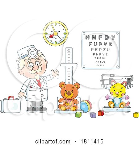 Licensed Clipart Cartoon Doctor with Toys by Alex Bannykh