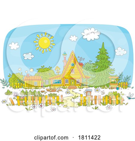 Licensed Clipart Cartoon Cabin and Yard by Alex Bannykh