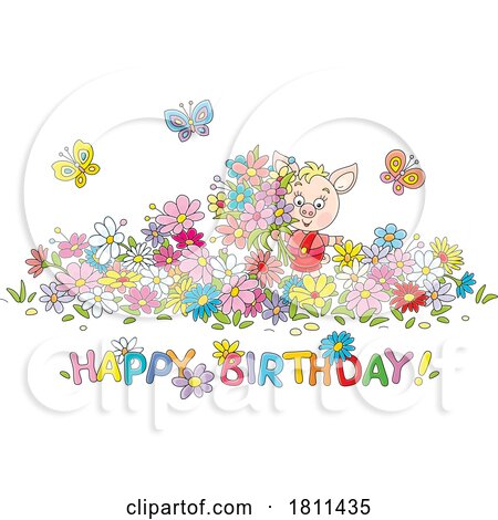 Licensed Clipart Cartoon Happy Birthday Spring Piglet by Alex Bannykh