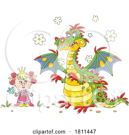 Licensed Clipart Cartoon Princess and Dragon by Alex Bannykh