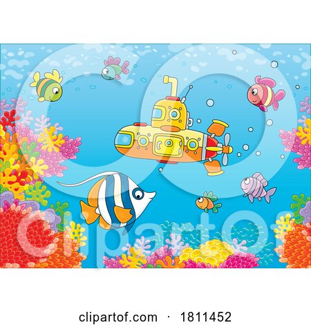 Licensed Clipart Cartoon Submarine and Fish by Alex Bannykh