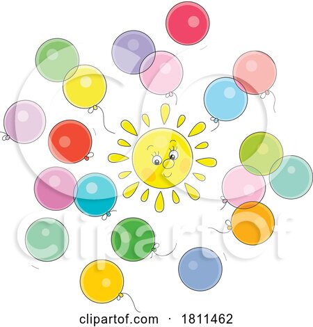 Licensed Clipart Cartoon Sun and Balloons by Alex Bannykh