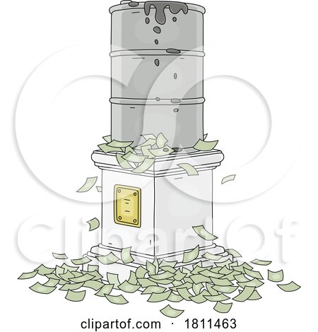 Licensed Clipart Cartoon Oil Barrel and Money by Alex Bannykh
