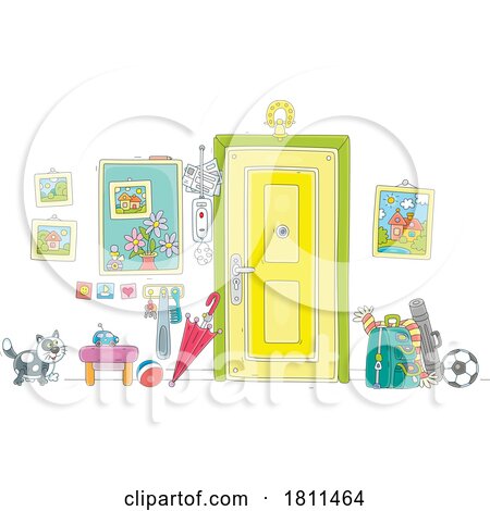 Licensed Clipart Cartoon Cat Inside by a Door by Alex Bannykh