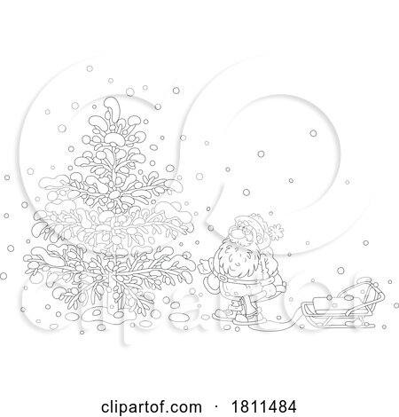 Licensed Clipart Cartoon Santa Picking a Tree by Alex Bannykh
