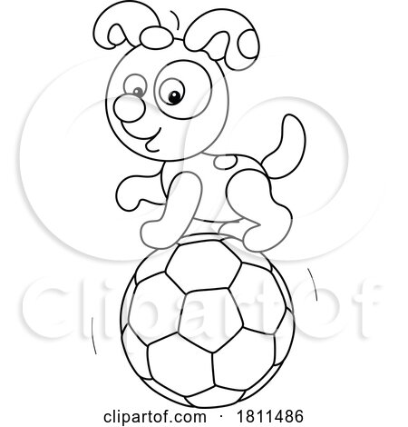 Licensed Clipart Cartoon Puppy Dog on a Soccer Ball by Alex Bannykh