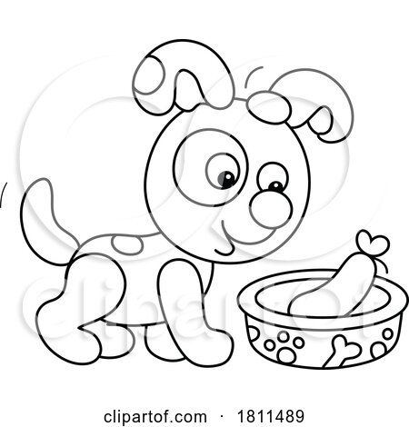 Licensed Clipart Cartoon Puppy Dog with Sausage by Alex Bannykh