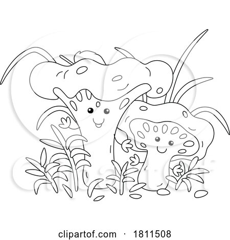 Licensed Clipart Cartoon Chanterelle Mushroom Characters by Alex Bannykh