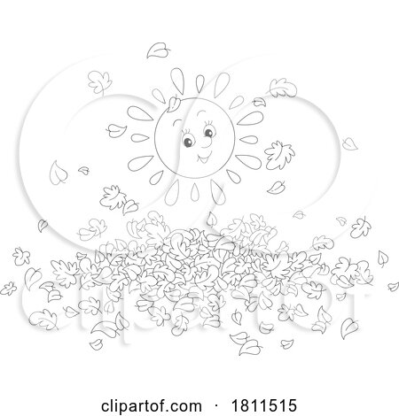 Licensed Clipart Cartoon Happy Sun and Autumn Leaves by Alex Bannykh