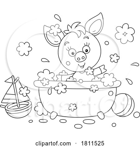 Licensed Clipart Cartoon Piglet Taking a Bath by Alex Bannykh