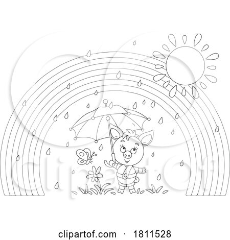 Licensed Clipart Cartoon Piglet in Spring Showers by Alex Bannykh