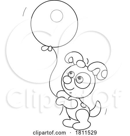 Licensed Clipart Cartoon Puppy Dog and Balloon by Alex Bannykh