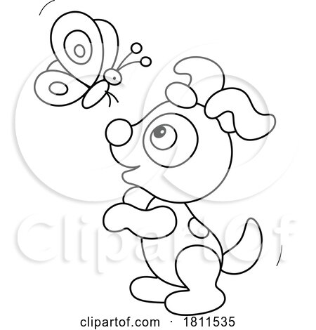 Licensed Clipart Cartoon Puppy Dog and Butterfly by Alex Bannykh