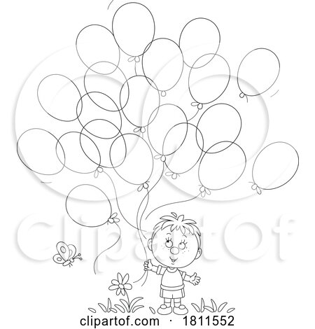 Licensed Clipart Cartoon Boy with Balloons by Alex Bannykh
