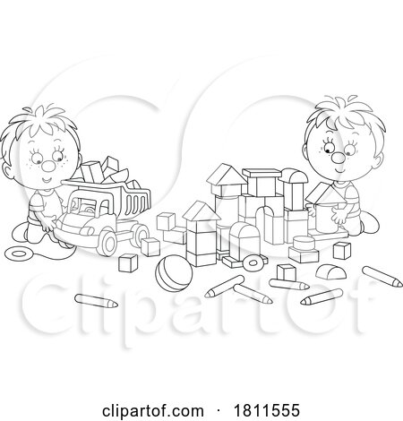 Licensed Clipart Cartoon Kindergartener Students Playing by Alex Bannykh