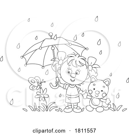 Licensed Clipart Cartoon Girl in the Rain by Alex Bannykh