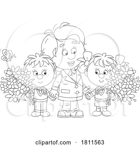 Licensed Clipart Cartoon Students and Teacher by Alex Bannykh