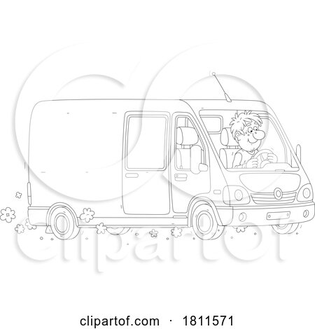 Licensed Clipart Cartoon Man Driving a Van by Alex Bannykh