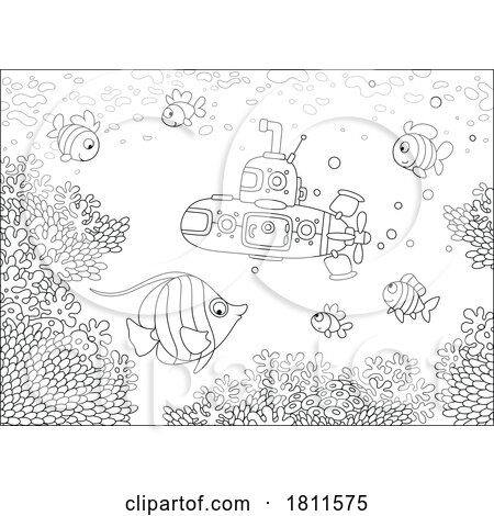 Licensed Clipart Cartoon Submarine and Fish by Alex Bannykh