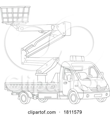 Licensed Clipart Cartoon Hydraulic Hoist Work Truck by Alex Bannykh