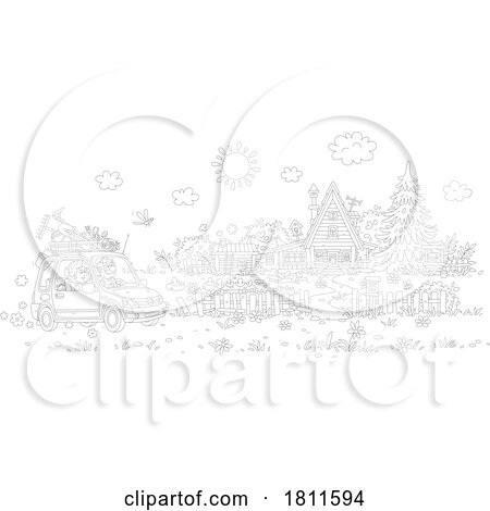 Licensed Clipart Cartoon Couple Arriving at a Cabin by Alex Bannykh