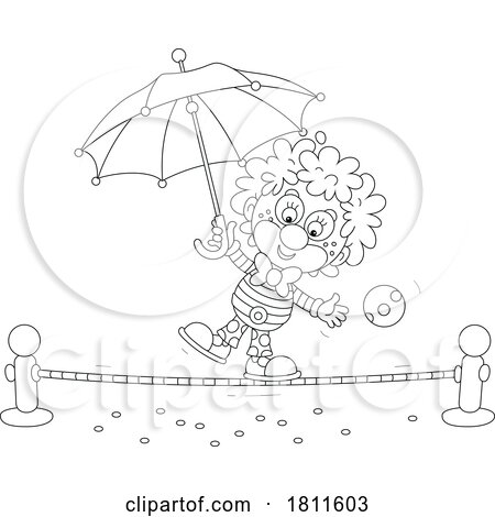 Licensed Clipart Cartoon Clown Walking a Tight Rope by Alex Bannykh