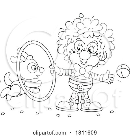Licensed Clipart Cartoon Clown and Dog Doing Tricks by Alex Bannykh