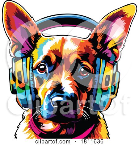 Colorful Dog Wearing Headphones by dero