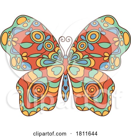 Cartoon Kaleidoscope Boho Hippie Styled Butterfly by Vector Tradition SM