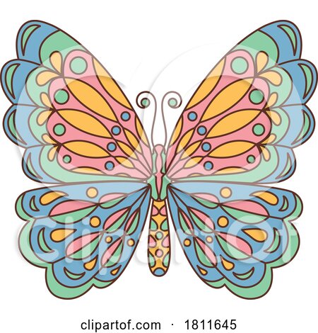 Cartoon Kaleidoscope Boho Hippie Styled Butterfly by Vector Tradition SM