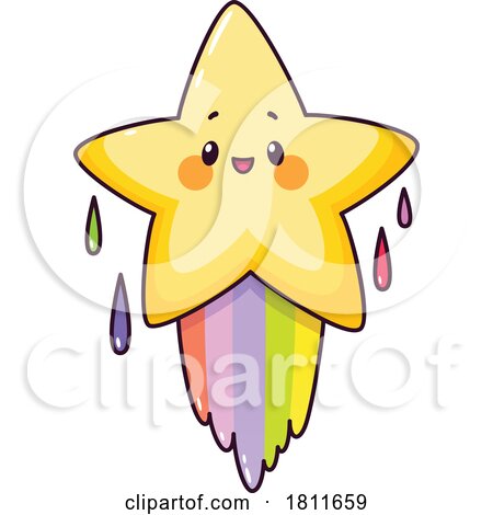 Star Mascot Shooting with a Rainbow Trail by Vector Tradition SM