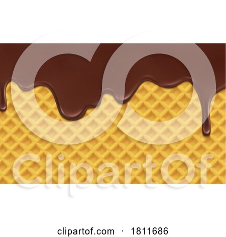 Waffle Cone and Chocolate Background by Vector Tradition SM