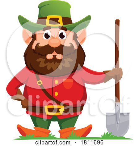 Gnome or Dwarf with a Garden Shovel by Vector Tradition SM